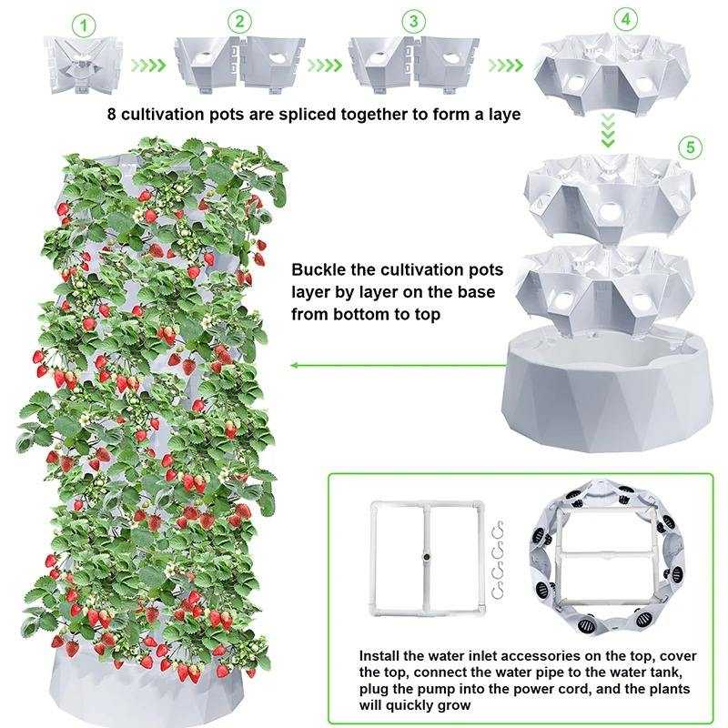 30L Water Tank Economy Hydroponic System 12 Layers 96 Holes Lettuce Growing System